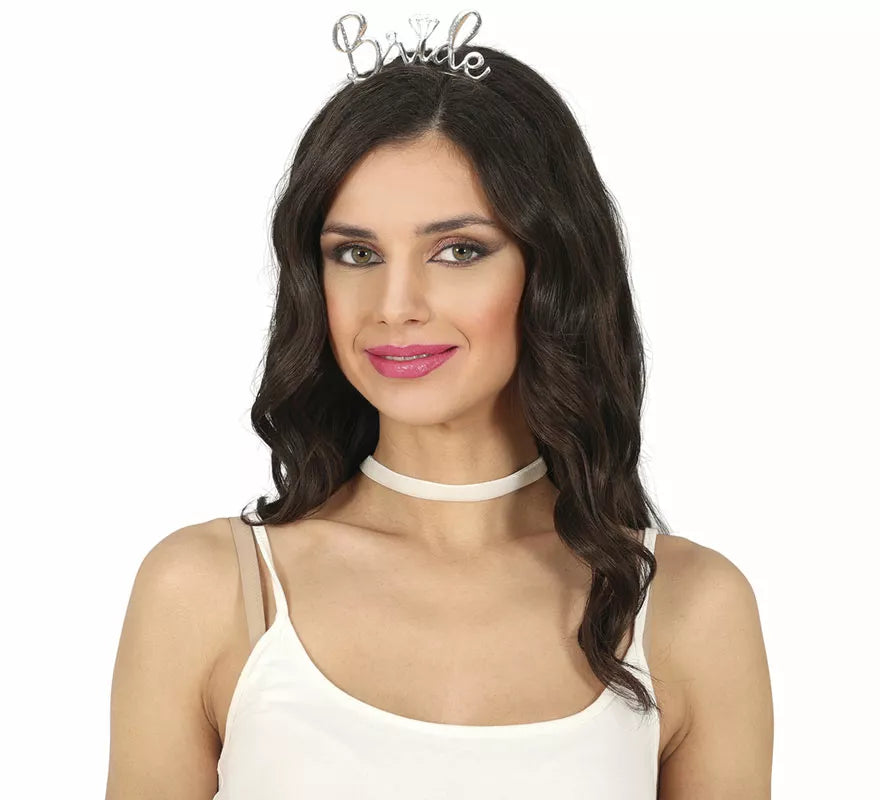 Diadema de Bride metálica plateada