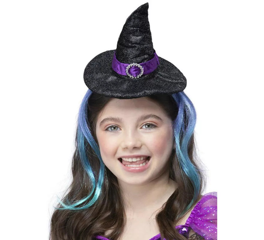 Translation missing: fr.Diadema de Bruja con Mechas Azules y Purpurina Infantil