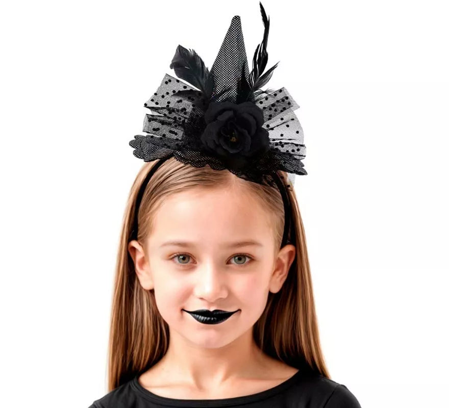Translation missing: fr.Diadema de Bruja con Rosa negra Infantil