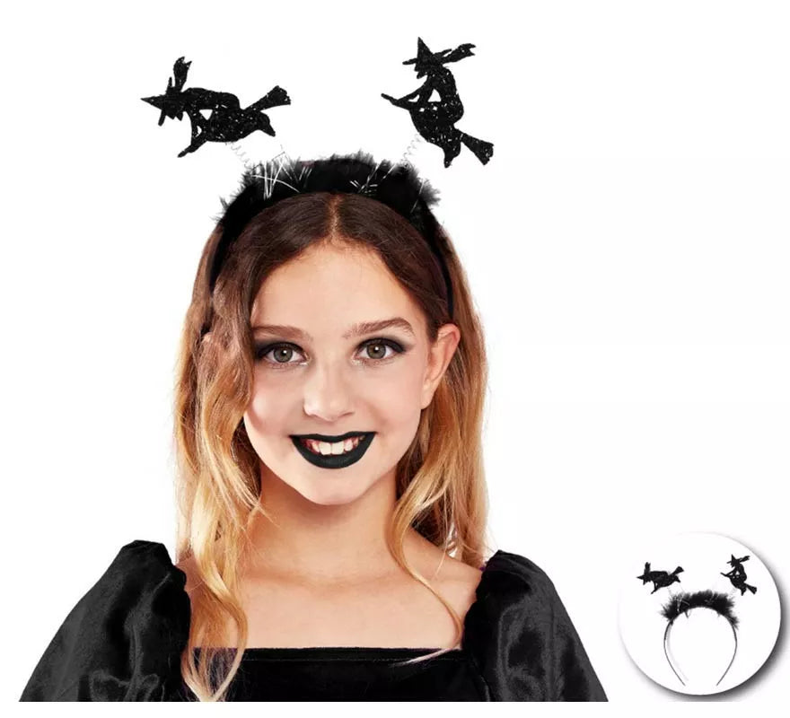 Translation missing: fr.Diadema de Bruja negras con plumas infantil