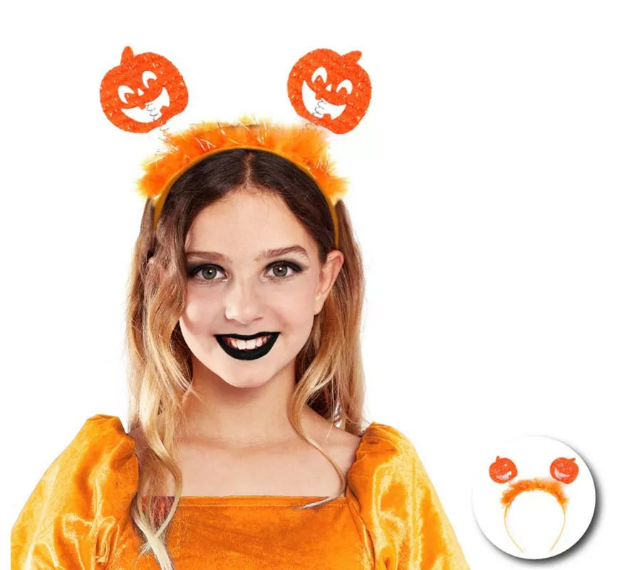 Translation missing: fr.Diadema de Calabazas naranjas con plumas infantil