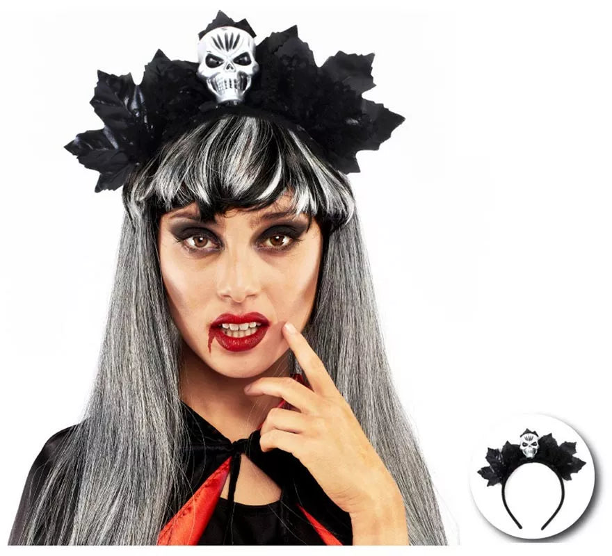 Translation missing: fr.Diadema de Calavera con hojas negras