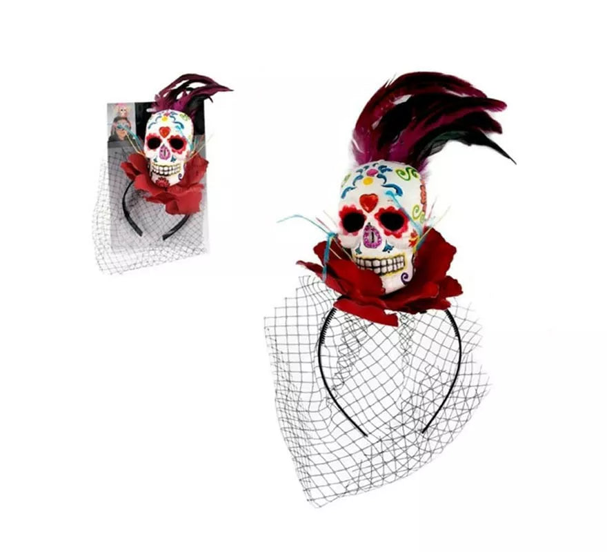 Translation missing: fr.Diadema de Calavera Día de los Muertos con velo