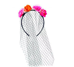 Bandeau Catrina avec fleurs et voile