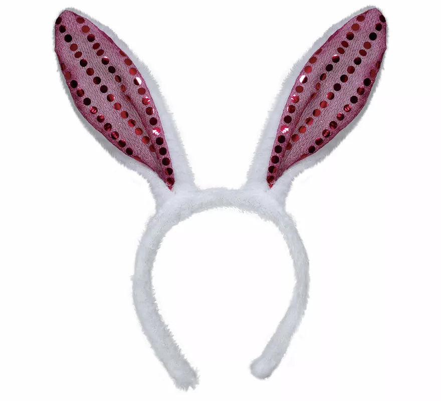 Translation missing: fr.Diadema de Conejita con lentejuelas rosa adulto
