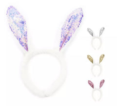 Bandeau Lapin Bling paillettes transparentes couleurs assorties