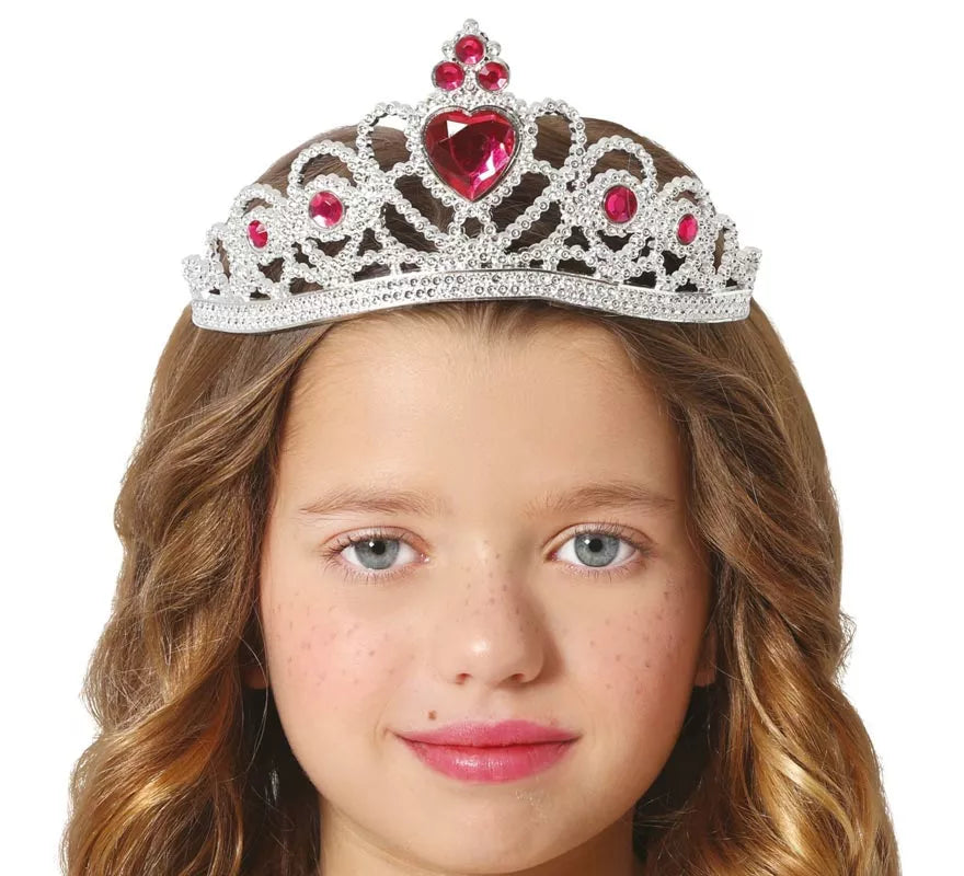 Translation missing: fr.Diadema de Corazón plateada y rojo infantil