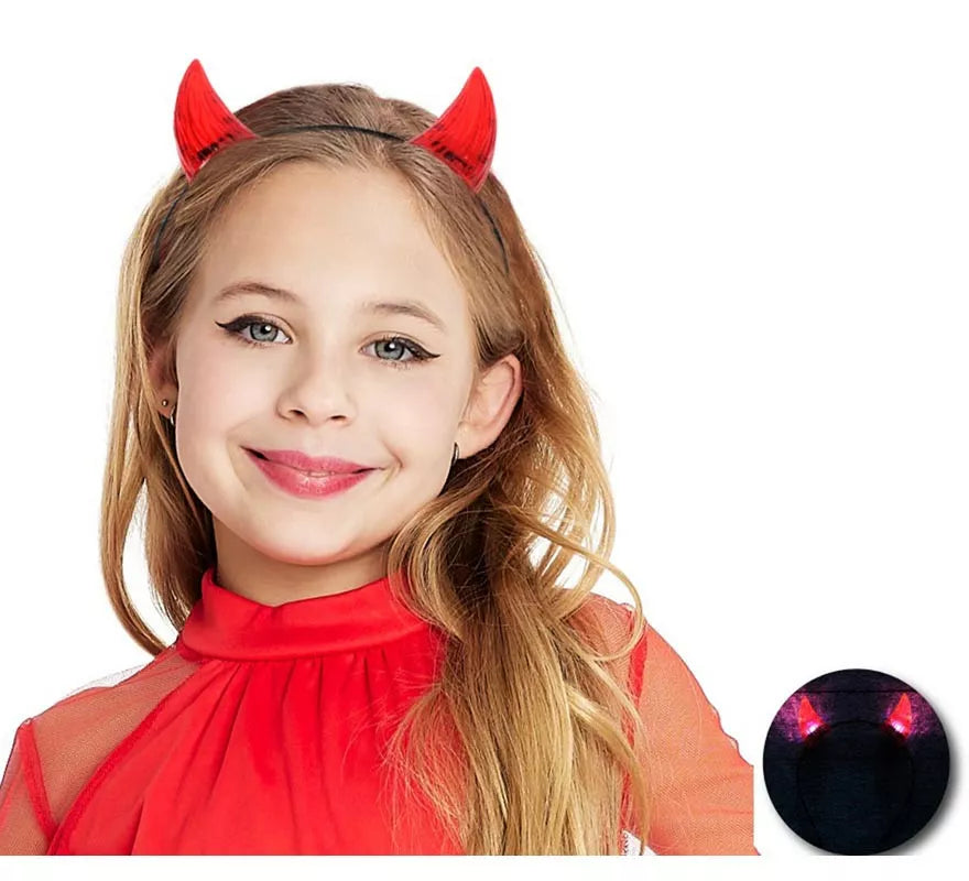 Translation missing: fr.Diadema de Cuernos de Demonio cortos con luz infantil