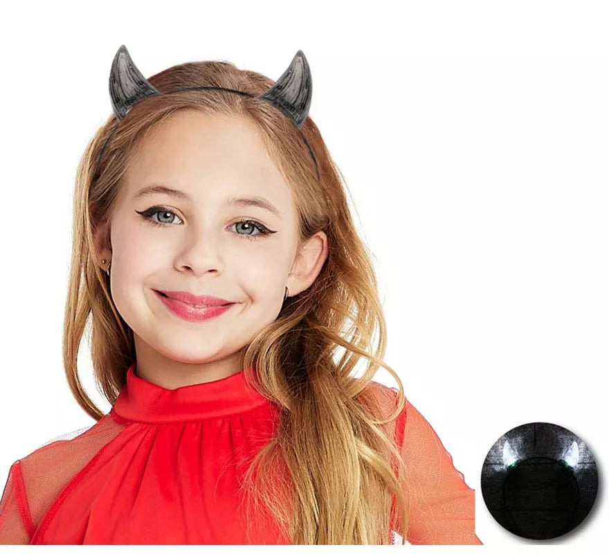 Translation missing: fr.Diadema de Cuernos de Demonio negro con luz infantil