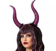 Bandeau Démon à Cornes Violettes