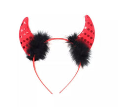 Bandeau du diable avec plumes noires