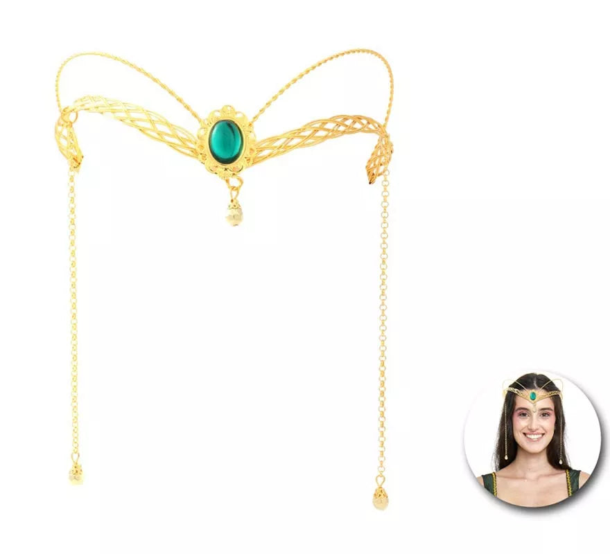 Translation missing: fr.Diadema de Elfa Medieval con piedra verde