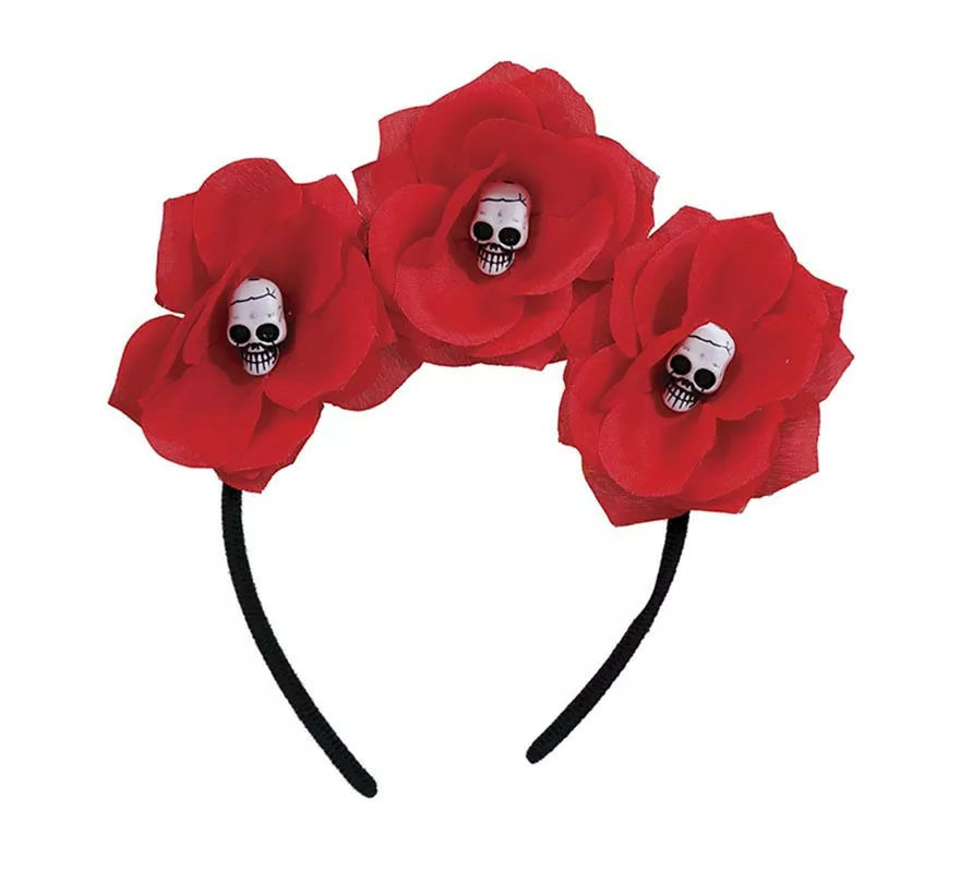 Translation missing: fr.Diadema de Flores rojas con Calaveras