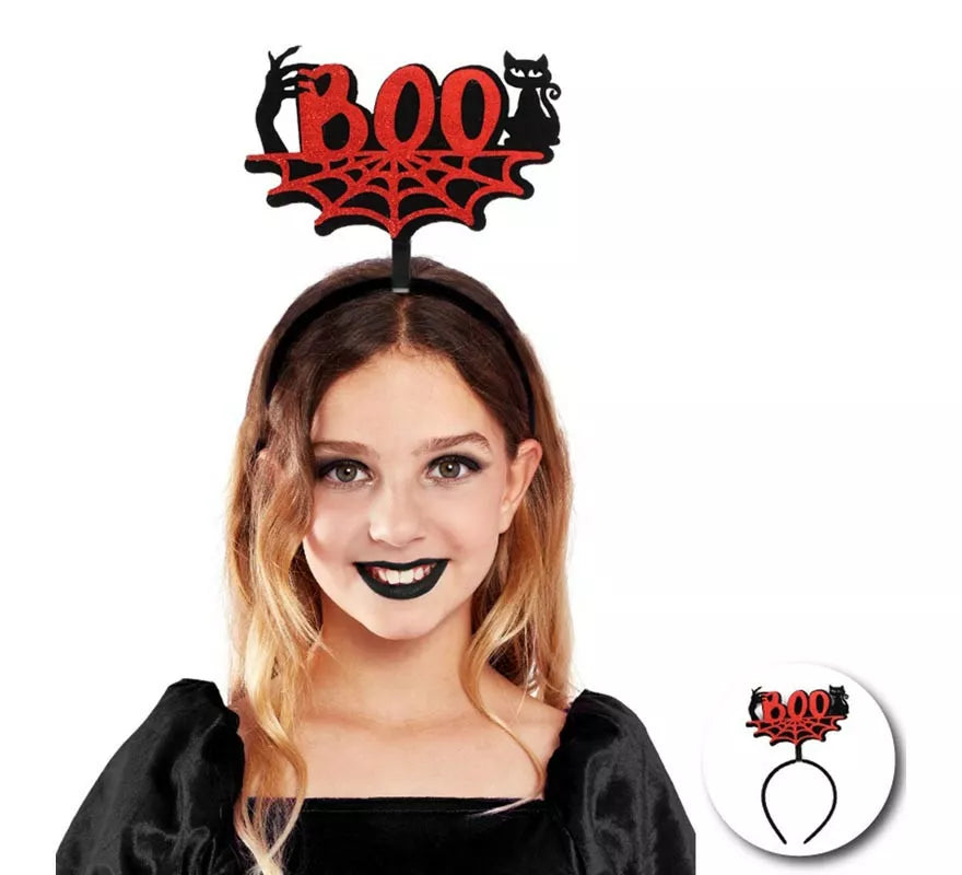 Translation missing: fr.Diadema de Gato Boo rojo y negro infantil