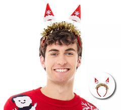 Bandeau de chapeaux de Noël avec copeaux rouges