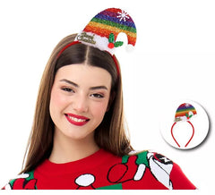 Bandeau de chapeau de Noël arc-en-ciel