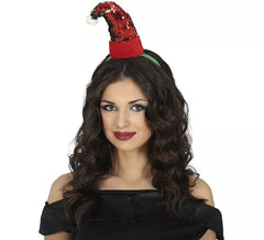 Bandeau chapeau de Père Noël ou de Mère Noël à paillettes
