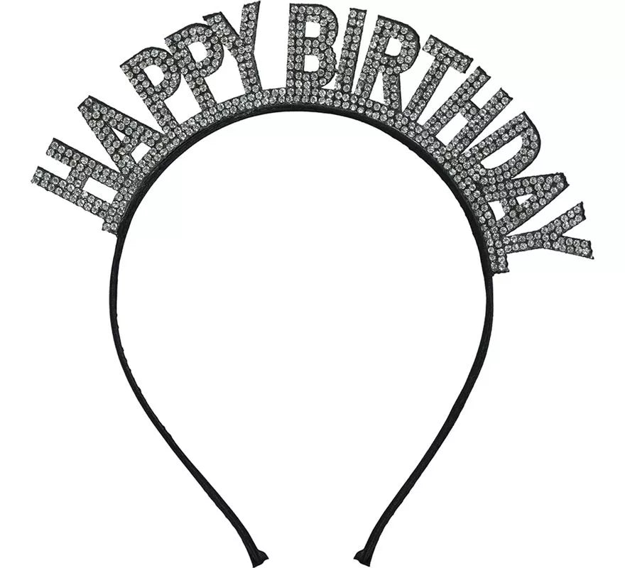Translation missing: fr.Diadema de 'Happy Birthday' plateada