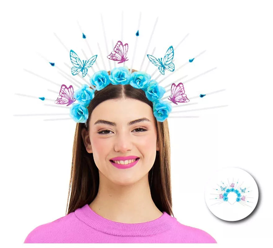 Translation missing: fr.Diadema de Mariposa primavera floral azul