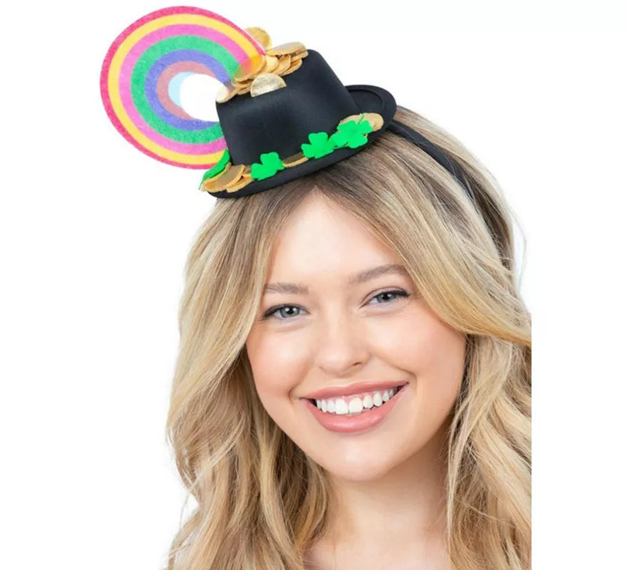 Translation missing: fr.Diadema de Mini Gorro Arcoíris con olla de oro adulto