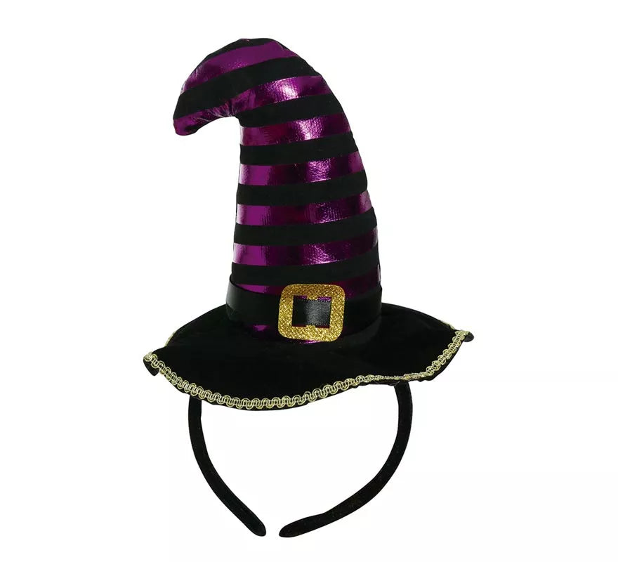 Translation missing: fr.Diadema de Mini Sombrero de Bruja Negro/Lila
