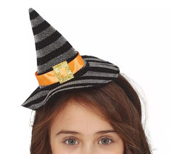 Bandeau Mini chapeau de sorcière Argent / Noir