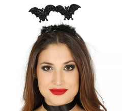 Bandeau chauve-souris avec marabou noir