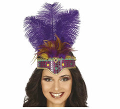 Serre-tête à plumes lilas
