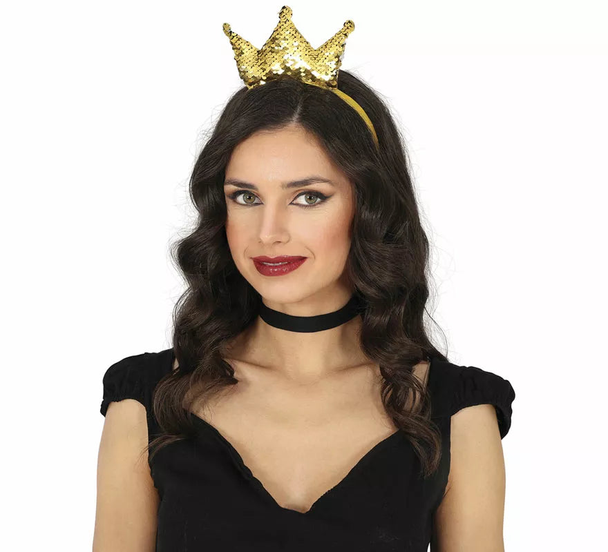 Translation missing: fr.Diadema de Princesa con lentejuelas doradas adulto