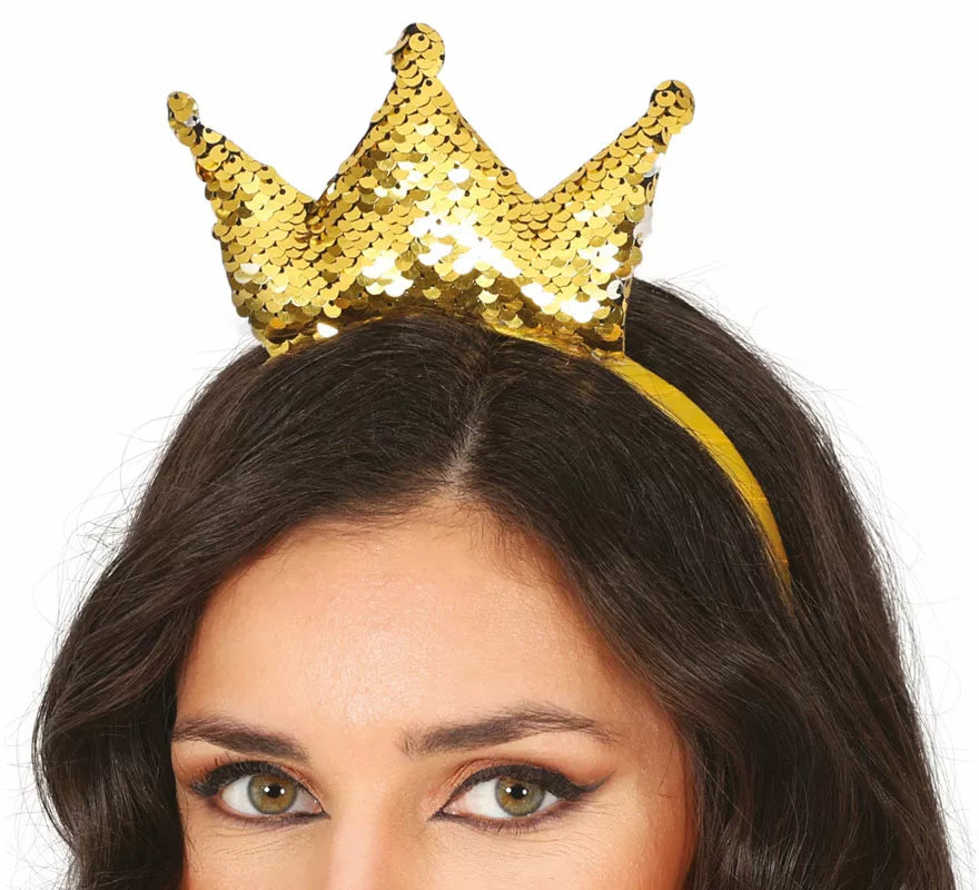 Translation missing: fr.Diadema de Princesa con lentejuelas doradas adulto