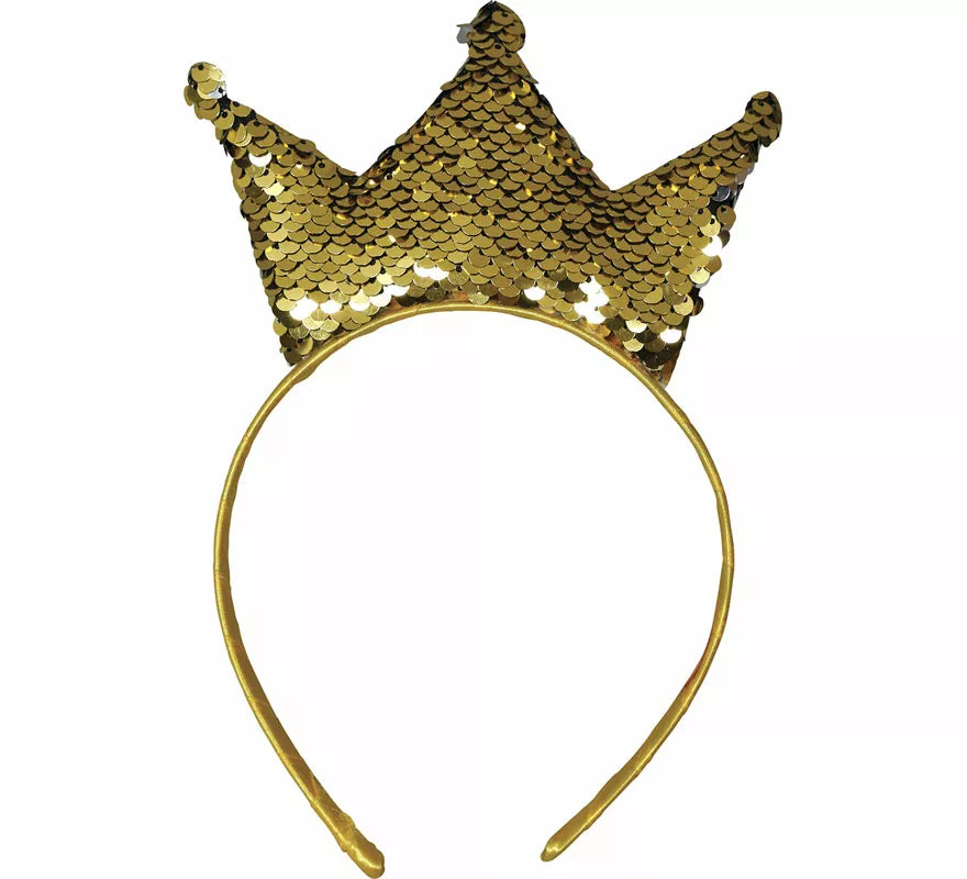Translation missing: fr.Diadema de Princesa con lentejuelas doradas adulto