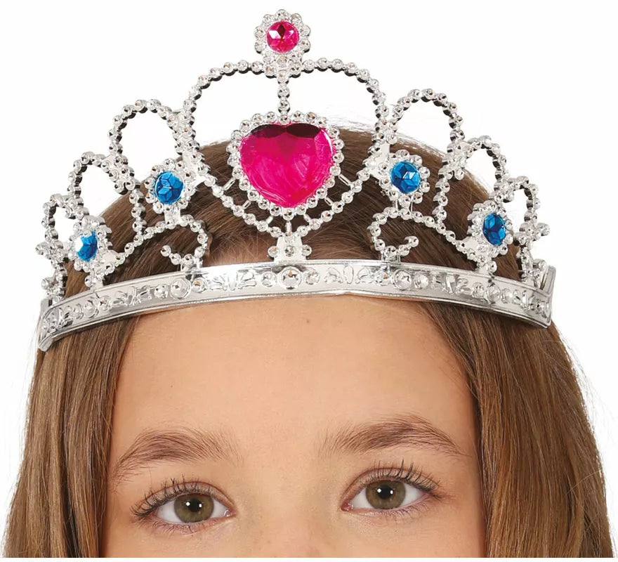 Translation missing: fr.Diadema de Princesa plateada con corazón rosa