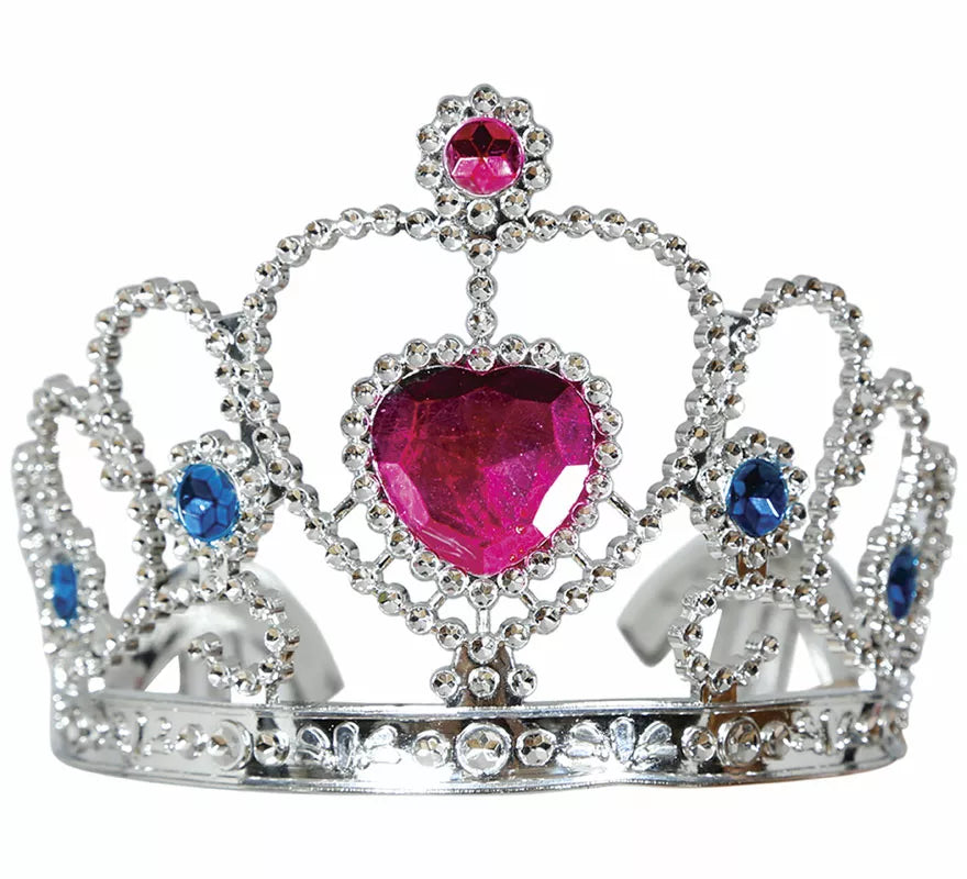 Translation missing: fr.Diadema de Princesa plateada con corazón rosa