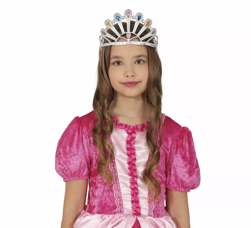 Translation missing: fr.Diadema de Princesa plateada con gemas