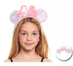 Bandeau Souris Coeurs Roses à Paillettes