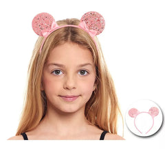 Bandeau souris rose avec nœuds
