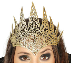Diadème Couronne Méchante Reine Dorée