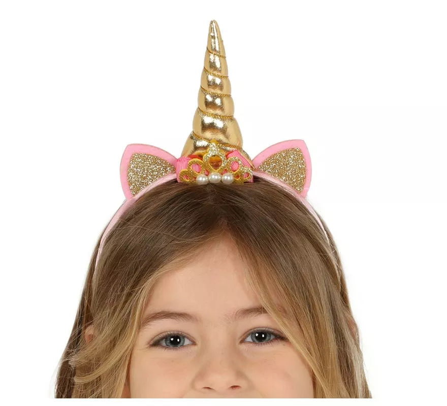 Translation missing: fr.Diadema de Unicornio con Cuerno y Orejas Dorada