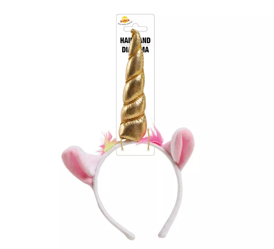 Translation missing: fr.Diadema de Unicornio con Cuerno y Orejas Dorada