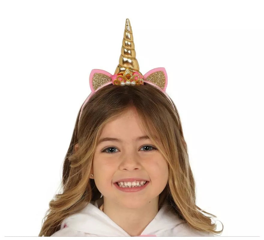 Translation missing: fr.Diadema de Unicornio con Cuerno y Orejas Dorada