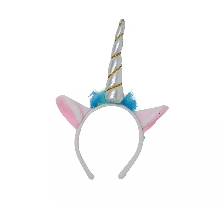 Translation missing: fr.Diadema de Unicornio con Cuerno y Orejas Plateada