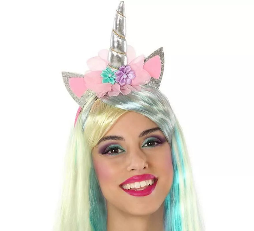 Translation missing: fr.Diadema de Unicornio con Flores y Orejas Rosas