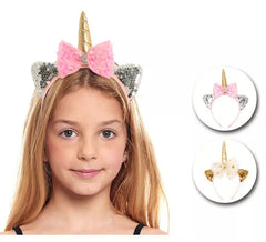 Bandeau licorne avec nœud en modèles assortis