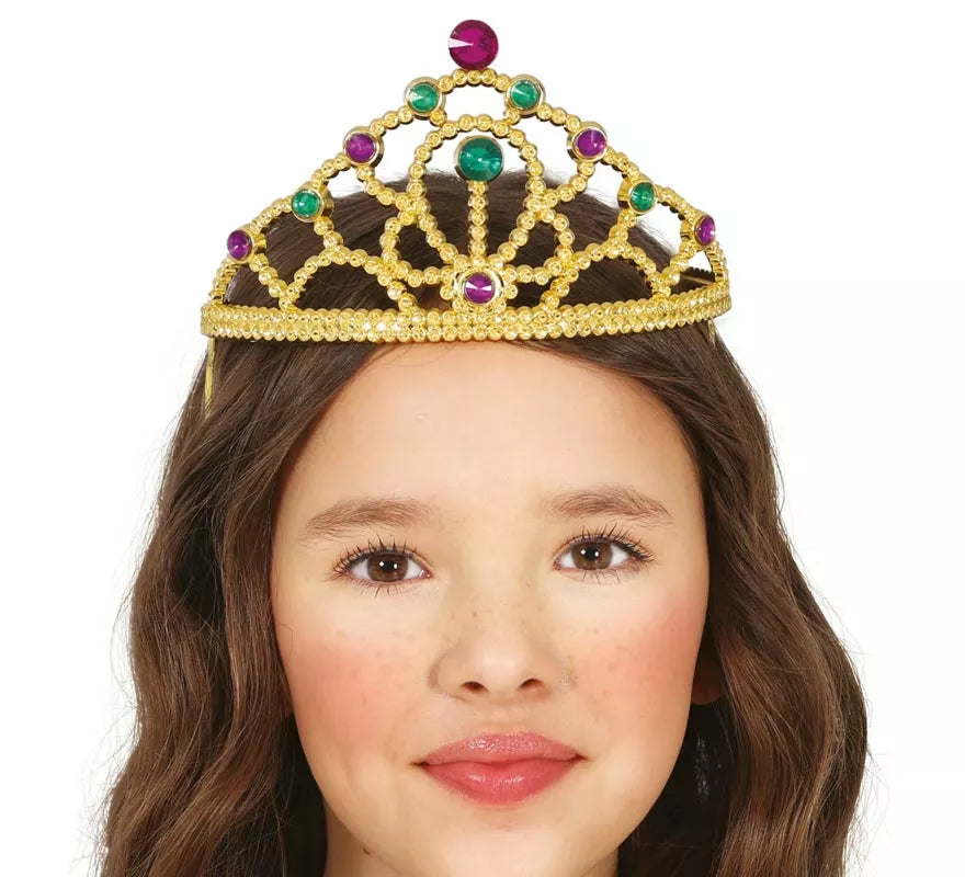 Translation missing: fr.Diadema dorada con Piedras multicolores infantil
