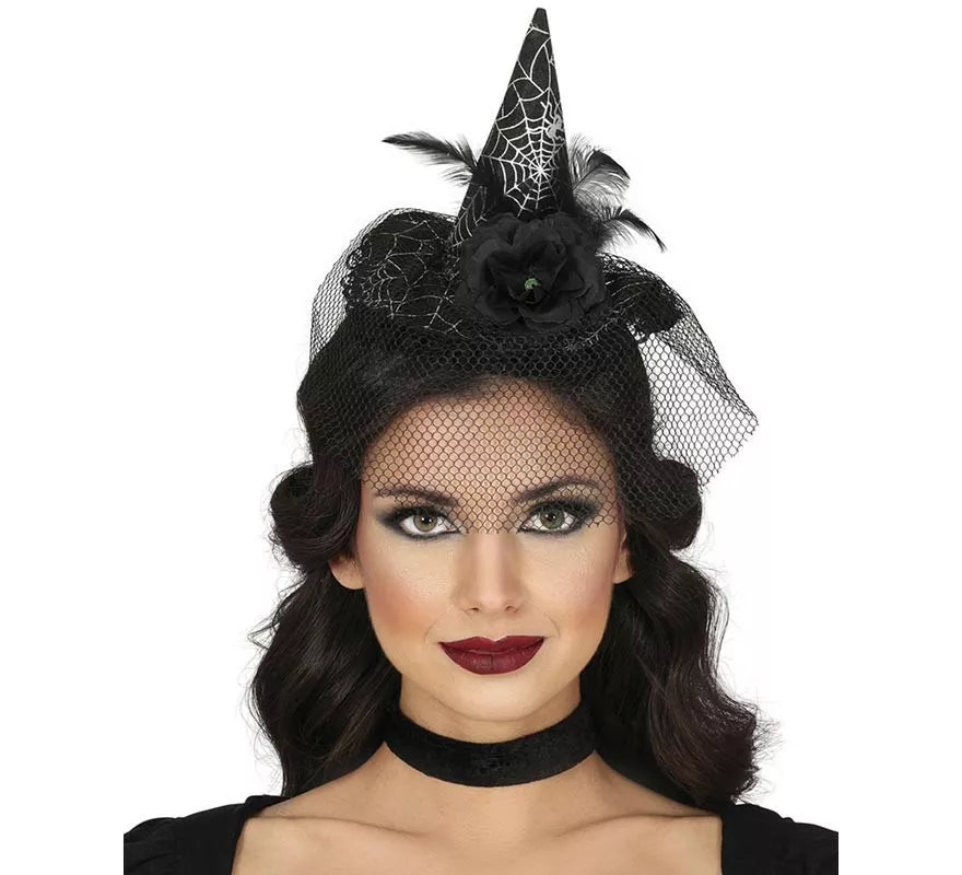 Diadema Gorrito Bruja con Velo