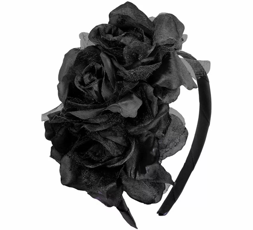 Translation missing: fr.Diadema Gótica con 3 Rosas negras con Brillo