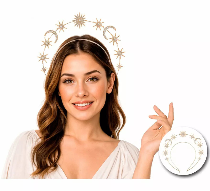 Translation missing: fr.Diadema Halo de Diosa con Estrellas y Lunas