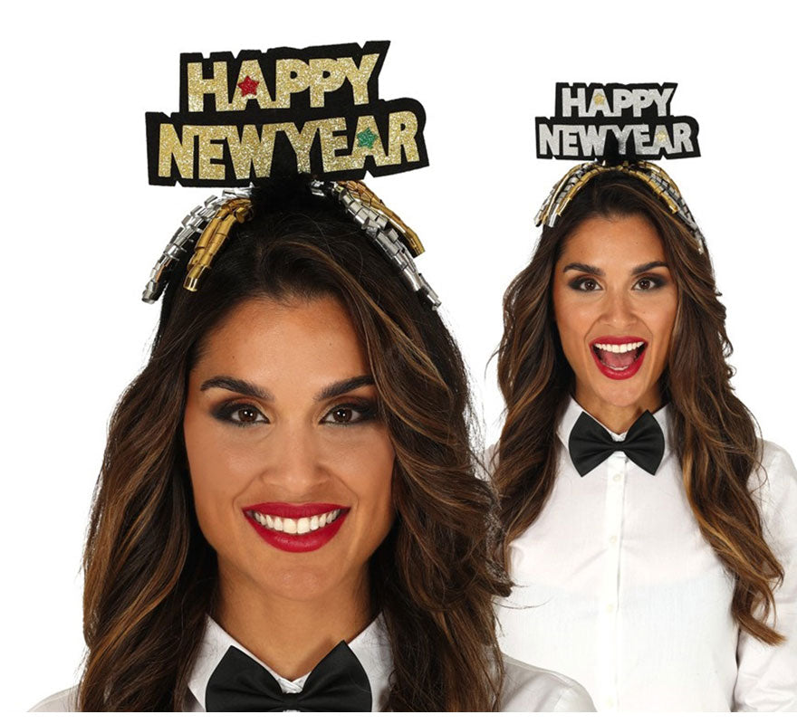 Translation missing: fr.Diadema 'Happy New Year' Plata y Oro Surtidos