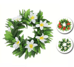 Bandeau Hawaii feuilles et fleurs de couleurs assorties