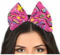Diadema Lazo Fucsia con estampado de los Años '80